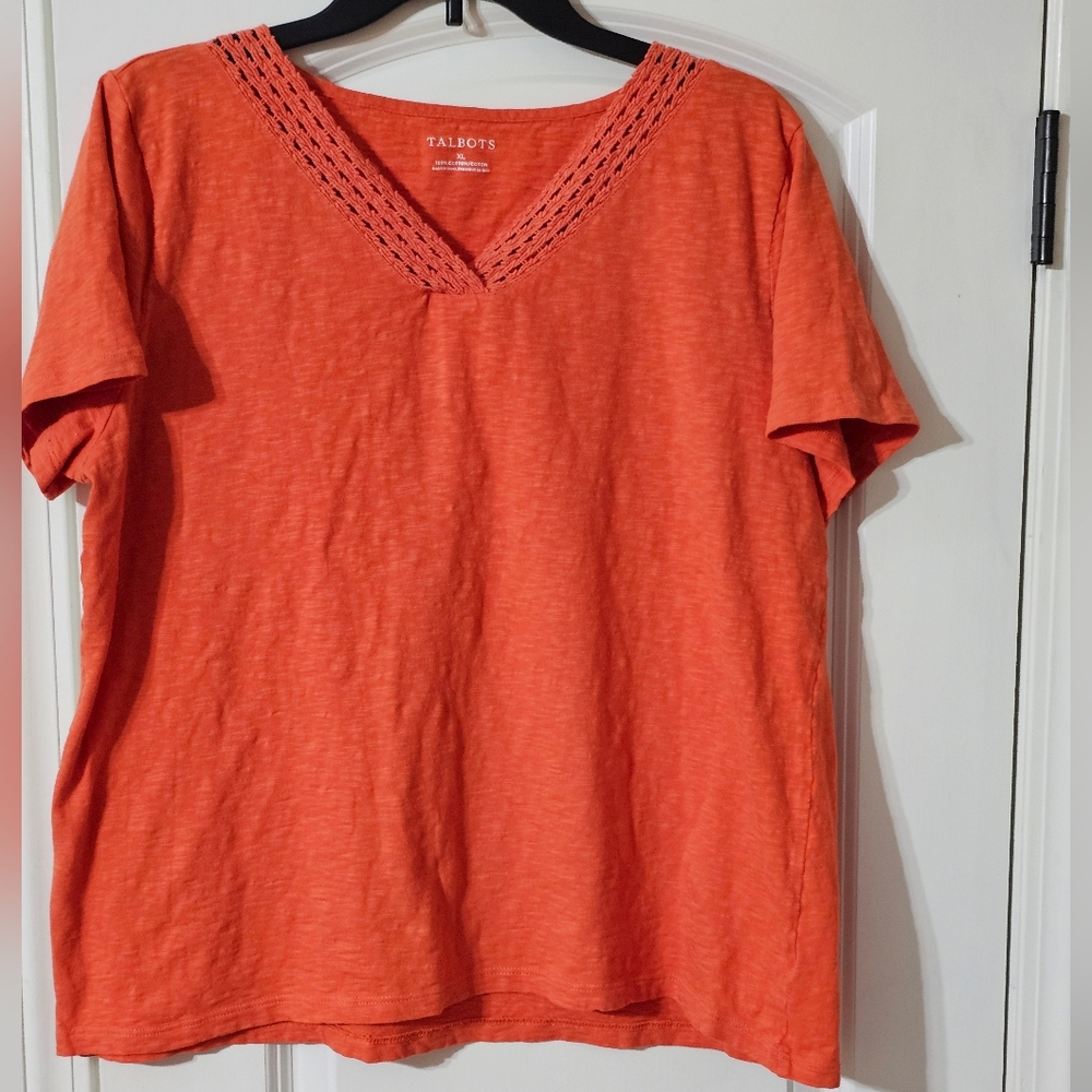 Talbots Orange Short Sleeve Tee Size XL